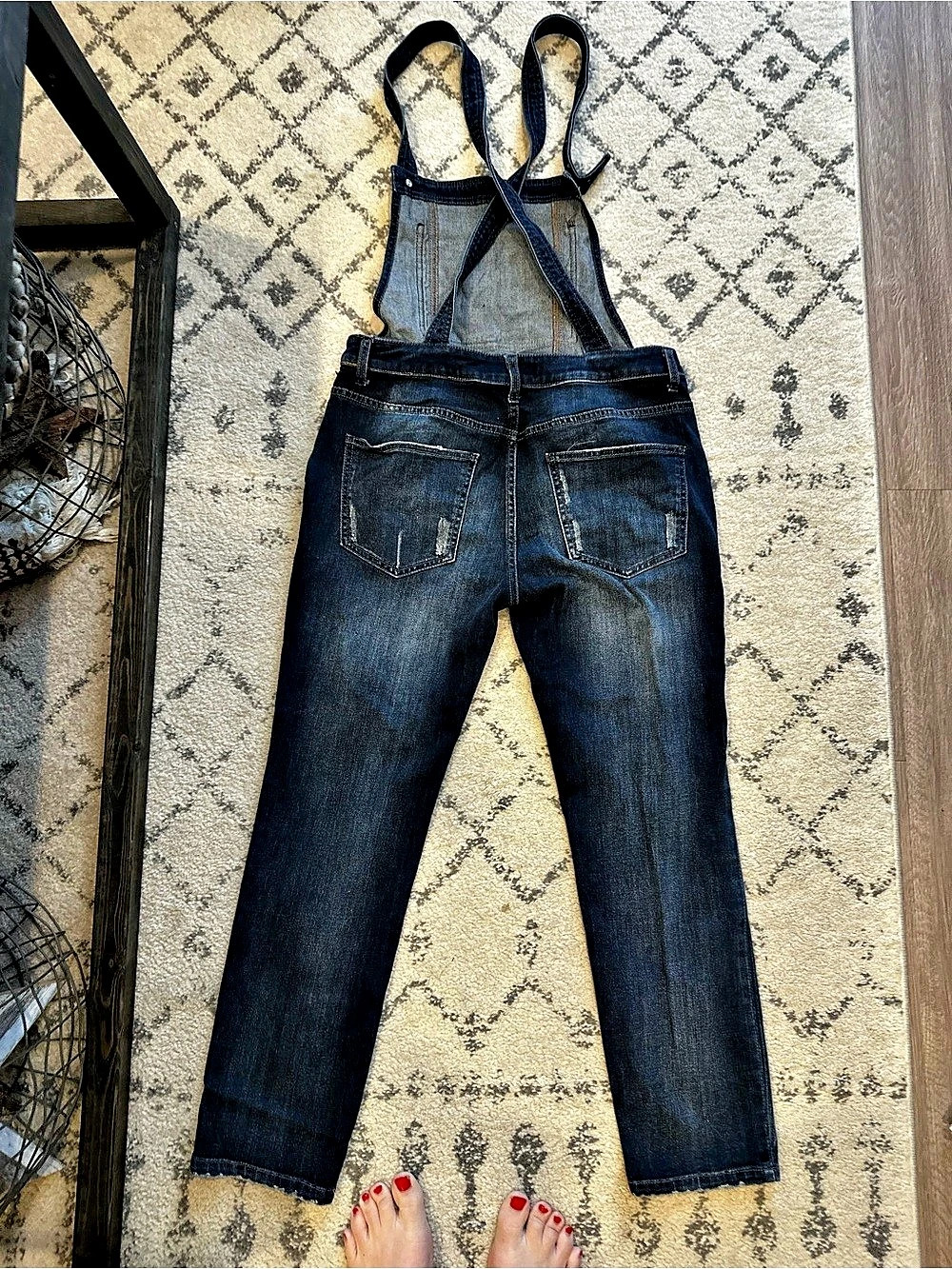 Free People FP Utility Overall Denim Straight Leg Overalls Waist 27 - Picture 5 of 10
